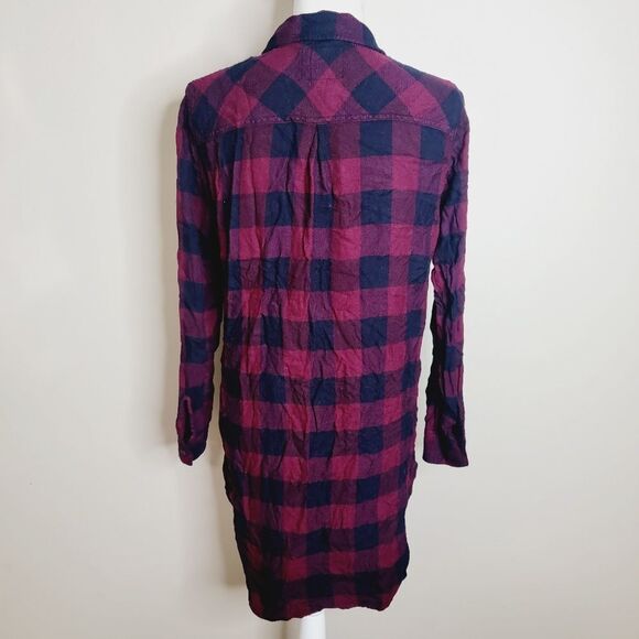 Rails Bianca Buffalo Check Plaid Button Down Shirt Dress Medium - Picture 7 of 9